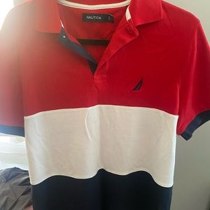 Náutica polo shirt size small red,white,blue